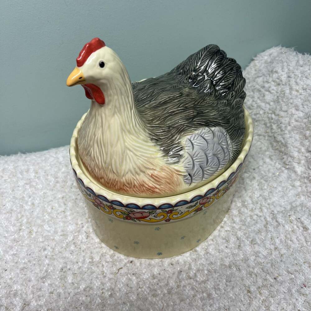 American Atelier Hen on Nest Covered Stonewr Casserole Dish Petite Provence 5074